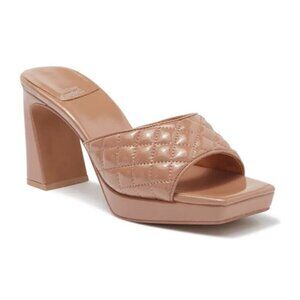 Jeffrey Campbell NANA Square Toe Platform Sandal Dark Nude Leather Mule Pump